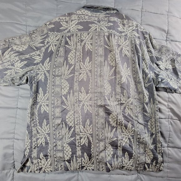 Reyn Spooner Regency Silk Jacquard Mens XL Gray Button Shirt Floral Comfort - Picture 2 of 8